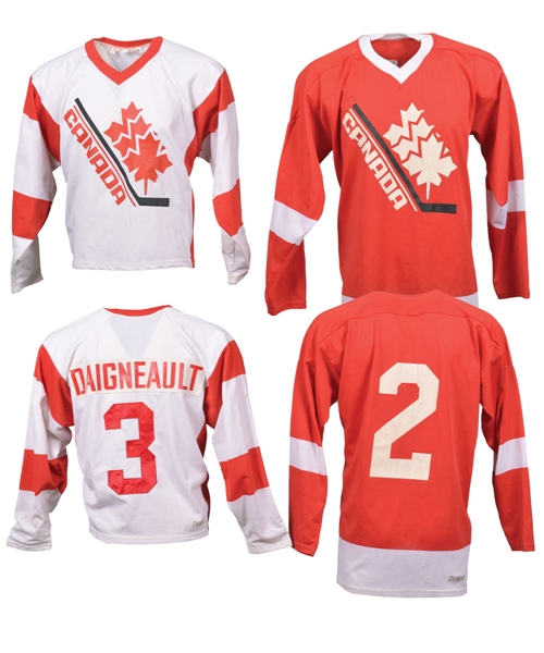 J.J. Daigneaults Circa 1983-84 Canadian National Team Game-Worn Jerseys (2) with His Signed LOA