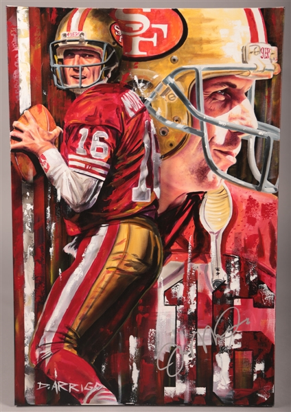 Joe Montana San Francisco 49ers Signed Painting on Canvas by David Arrigo (24” x 36”) 