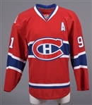 Scott Gomezs 2009-10 Montreal Canadiens Game-Issued Centennial Game Alternate Captains Jersey with Team LOA - Centennial Patch! 