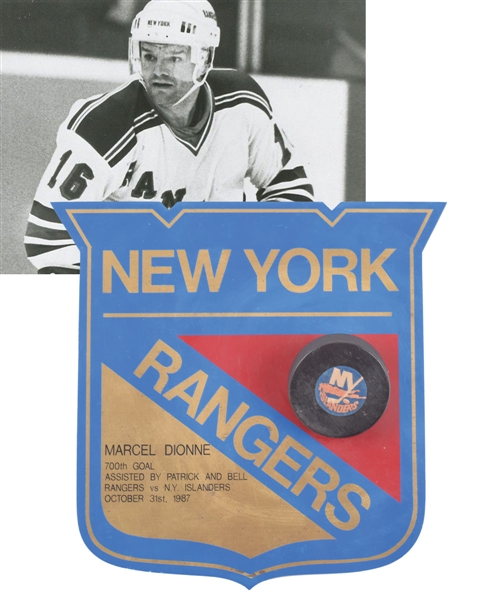 Marcel Dionnes 1987-88 New York Rangers Signed 700th Goal Plaque