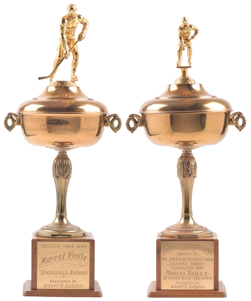 Marcel Pailles 1960-61 and 1961-62 AHL Springfield Indians Harry "Hap" Holmes Trophies