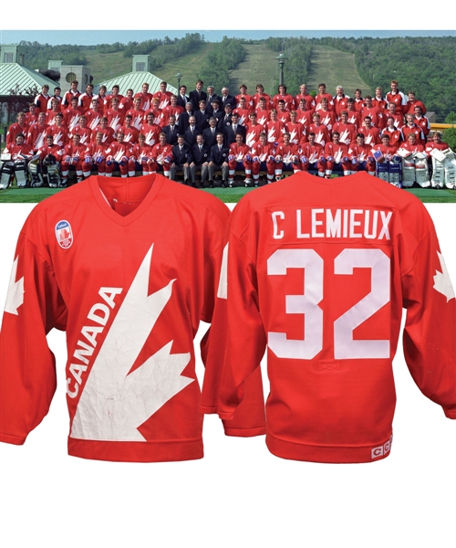 Claude Lemieuxs 1991 Canada Cup Team Canada Pre-Tournament Game-Worn Jersey with His Signed LOA