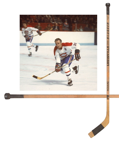 Henri Richard Circa 1972-73 Montreal Canadiens Signed Louisville Slugger Game-Used Stick