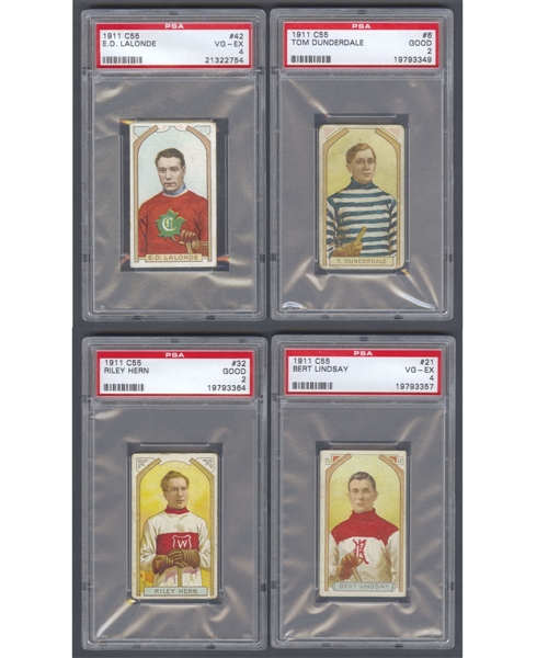 1911-12 Imperial Tobacco C55 PSA-Graded Hockey Card Collection of 9 Including Lalonde, Hern and Dunderdale