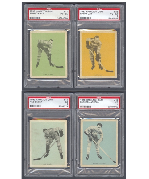 1933-34 Hamilton Gum (V288) PSA-Graded Hockey Card Collection of 7 Including Clancy, Bailey, Jackson, Day and Goodfellow
