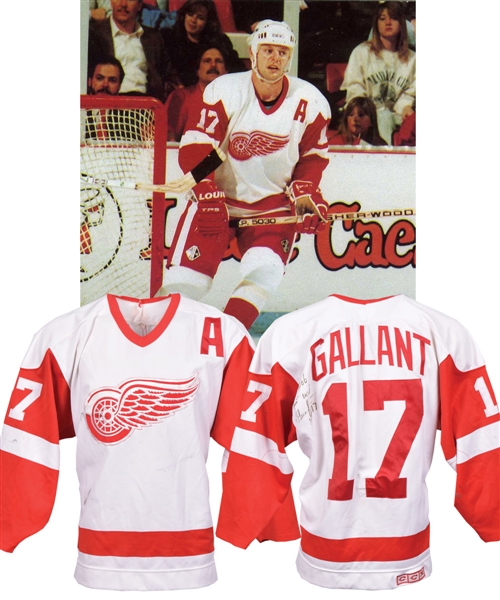 Gerard Gallants 1989-90 Detroit Red Wings Signed Game-Worn Alternate Captains Jersey Plus Game-Worn Pants