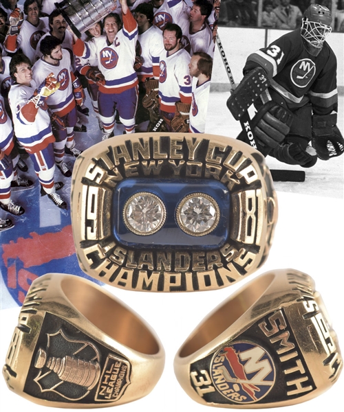 Billy Smiths 1980-81 New York Islanders Stanley Cup Championship 10K Gold and Diamond Ring with His Signed LOA