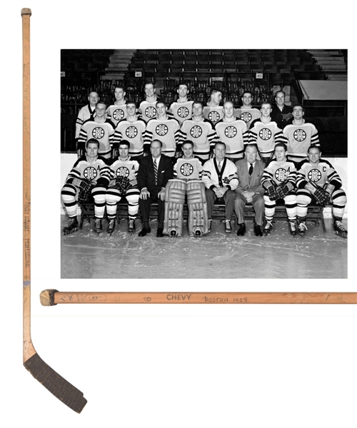 Real Chevrefils 1956-57 Boston Bruins Team-Signed Game-Used Stick