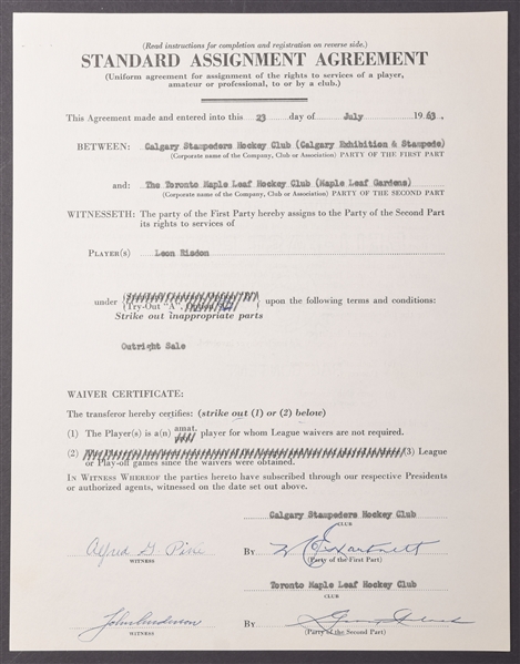 Toronto Maple Leafs Early-1960s Official NHL Document Collection of 5 - All Signed by Deceased HOFer Punch Imlach