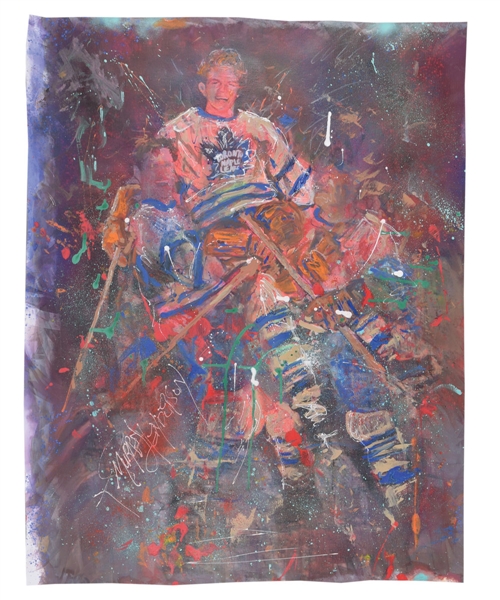 Impressive Bill Barilko Toronto Maple Leafs “Stanley Cup Hero” Original Painting on Canvas by Renowned Artist Murray Henderson (30 ½” x 39”) 