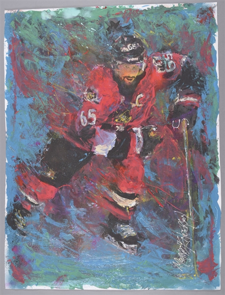 Erik Karlsson Ottawa Senators “In Full Flight” Original Painting on Canvas by Renowned Artist Murray Henderson (32” x 42”) 