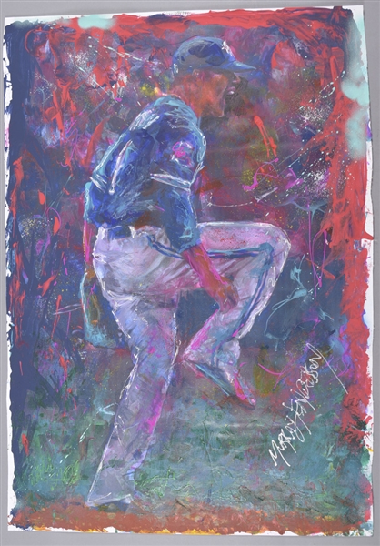 Marcus Stroman Toronto Blue Jays “Excitement on the Mound” Original Painting on Canvas by Renowned Artist Murray Henderson (29 ½” x 42”) 