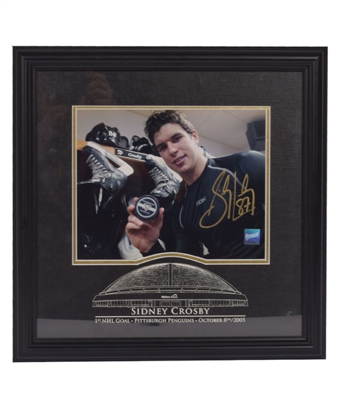 Sidney Crosby Signed Pittsburgh Penguins "First NHL Goal" Framed Montage (16" x 16") 