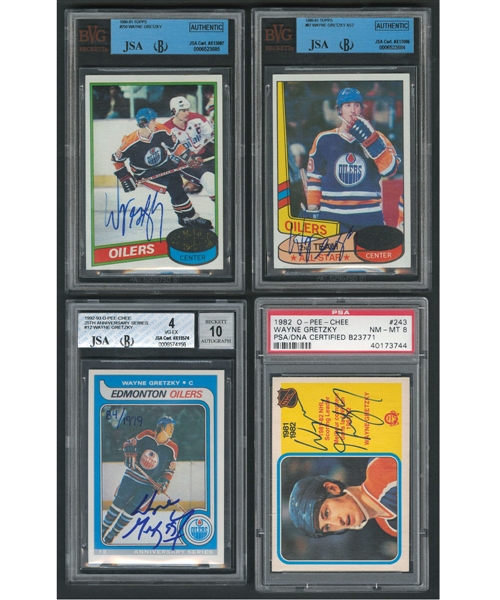 Wayne Gretzky 1980s/1990s O-Pee-Chee, Topps and Other Brands Signed Hockey Card Collection of 20 - Most JSA or PSA/DNA Certified