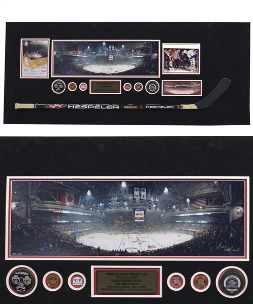 Doug Gilmours February 13th 1999 Chicago Black Hawks "Last Game at Maple Leaf Gardens" Game-Winning Goal Game-Used Stick Display with His Signed LOA (30" x 72") 