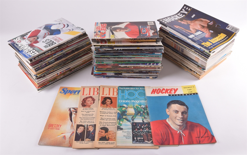 Vintage 1960s to 2000s Hockey Publication, Magazine and Program Collection of 570+