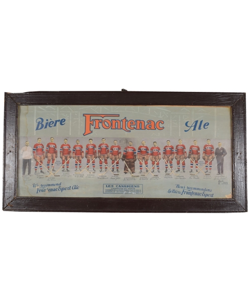Montreal Canadiens 1930-31 "Frontenac Beer" Framed Advertising Team Photo (16 ½” x 33 ½”) 