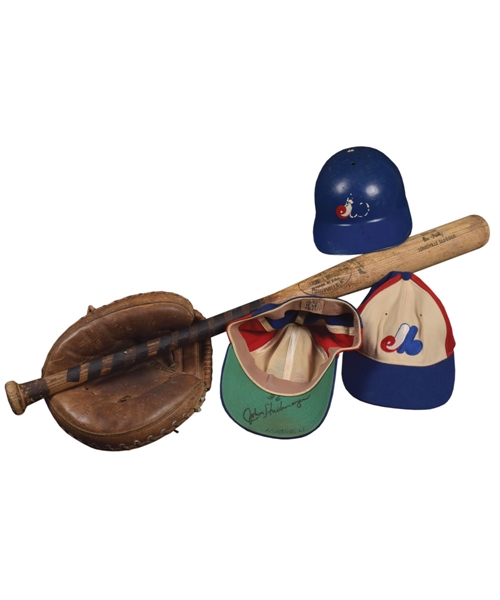 Montreal Expos Early-1970s Game-Used Collection Including Batemans Game-Used Glove, Strohmayers Signed Game-Used Cap, Hunts Game-Used Helmet and More!