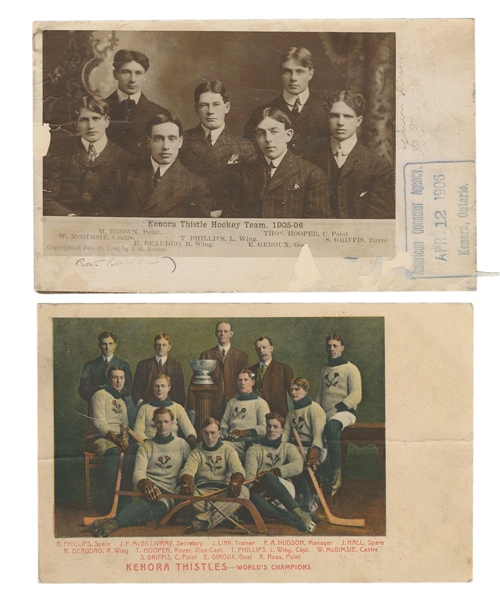 Kenora Thistles 1906-07 Hockey Postcard Collection of 3 - Hooper! Phillips! Ross!