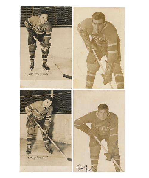 Montreal Canadiens Late-1940s Real Photo Postcard Collection of 8 Including Durnan, Richard, Blake and Lach