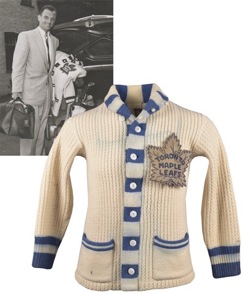 Ted Kennedys Late-1940s/Early-1950s Toronto Maple Leafs Wool Cardigan with LOA