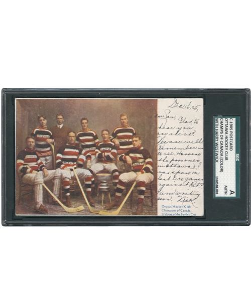 Ottawa Silver Seven 1905 Stanley Cup Champions Postcard Sent by Spare Player on the Team!