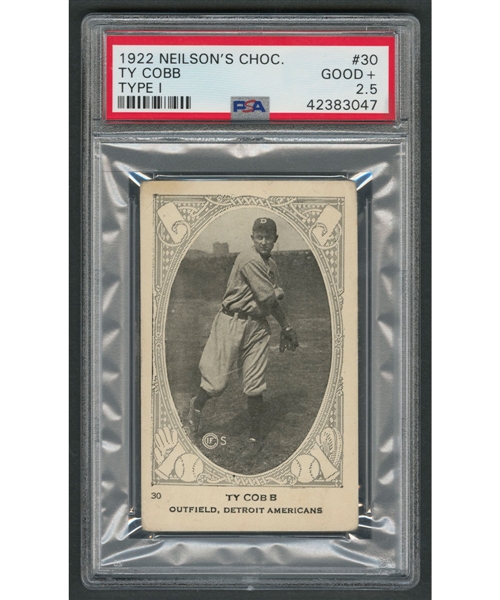 1922 Neilsons Chocolate Type 1 V-61 Baseball Card #30 HOFer Ty Cobb - Graded PSA 2.5