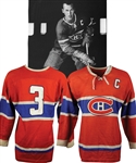 Emile "Butch" Bouchards 1955-56 Montreal Canadiens Game-Worn Captains Jersey from His Personal Collection with LOA - Team Repairs! - Photo-Matched!