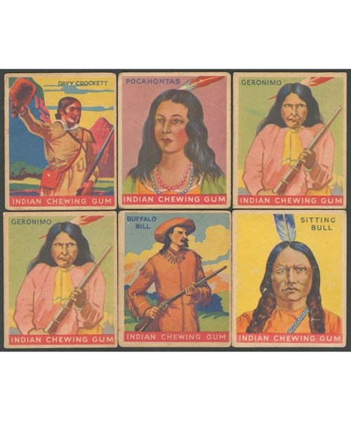 1933 Goudey Indian Gum Card Collection of 65 Including Geronimo, Sitting Bull, Davy Crockett and Buffalo Bill