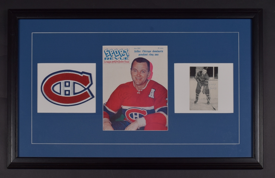 Deceased HOFer Doug Harvey Montreal Canadiens Framed Display with Signed Postcard and Signed Magazine Cover (20 ½” x 32 ½”) 