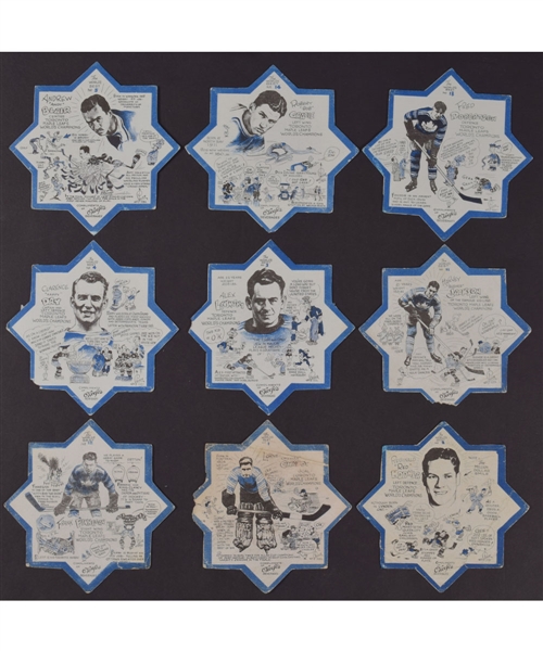 1932-33 Toronto Maple Leafs OKeefes Hockey Coaster Collection of 9 Plus 1931-32 Toronto Maple Leafs Jigsaw Puzzle