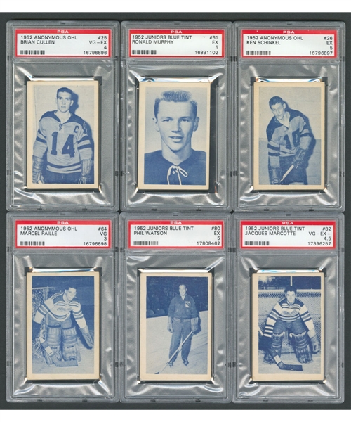 1952-53 Bedard & Donaldson Junior Blue Tint and 1951-52 QSHL Laval Dairy PSA-Graded Hockey Card Collection of 30