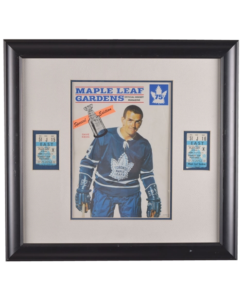 1966-67 Toronto Maple Leafs Stanley Cup Finals Framed Display with Cup-Clinching Game 6 Ticket Stubs (2) and Program (17 1/2" x 18 1/2")