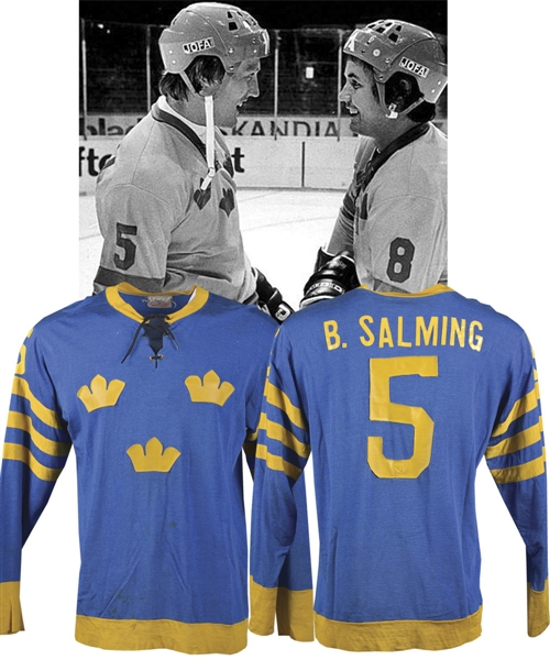 Borje Salmings 1976 Canada Cup Team Sweden Game-Worn Jersey with LOA
