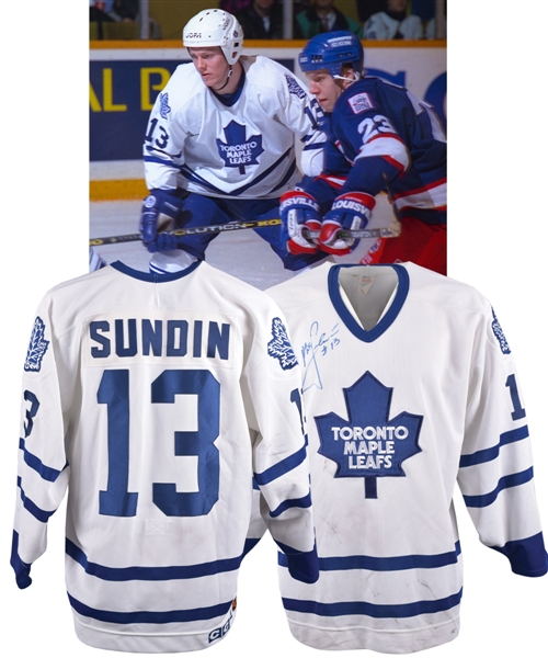 Mats Sundins 1994-95 Toronto Maple Leafs Signed Game-Worn Jersey - His First Maple Leafs Home Jersey! - Photo-Matched!