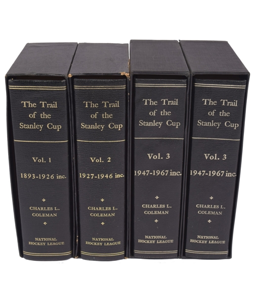 Leather Bound "The Trail of the Stanley Cup" Three-Volume Book Set plus Additional Volume 3