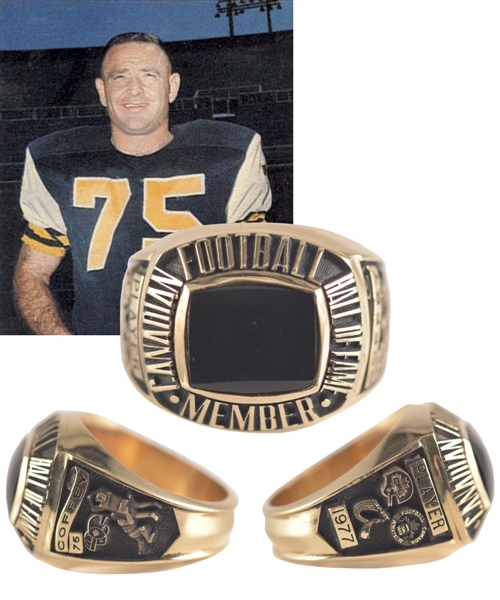 Tommy Joe Coffeys 1977 Canadian Football Hall of Fame 10K Gold Induction Ring with LOA returned 2 May2019