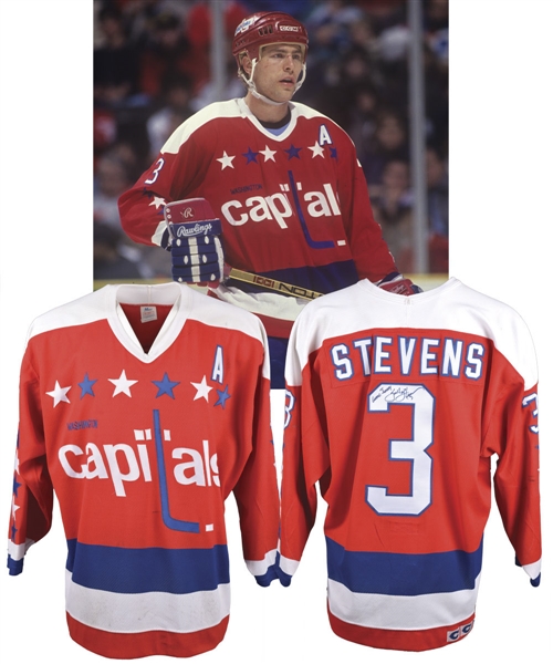 Scott Stevens 1989-90 Washington Capitals Signed Game-Worn Alternate Captains Jersey - Team Repairs!