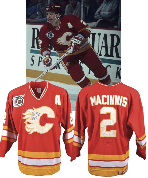 Al MacInnis 1991-92 Calgary Flames Signed Game-Worn Alternate Captains Jersey - 75th Patch!