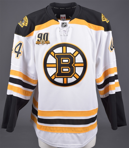 Dennis Seidenbergs 2013-14 Boston Bruins Game-Worn Jersey with 90th Patch Plus Signed 2011 Stanley Cup Final Puck