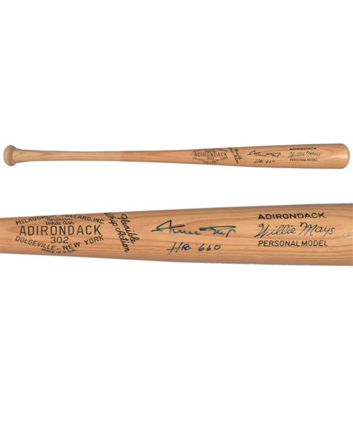 Willie Mays Signed Adirondack Signature Model Bat with "HR 660" Inscription - JSA LOA 