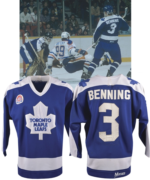 Jim Bennings 1983-84 Toronto Maple Leafs Game-Worn Jersey - City of Toronto 150th Patch! - Team Repairs!