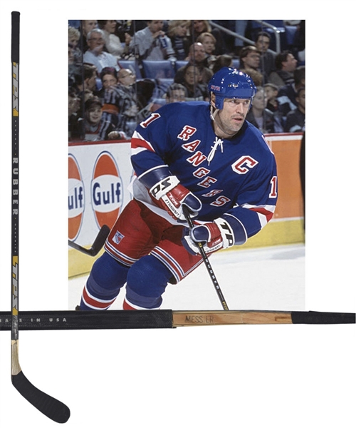 Mark Messiers 2000-01 New York Rangers Signed Louisville TPS Rubber Game-Used Stick