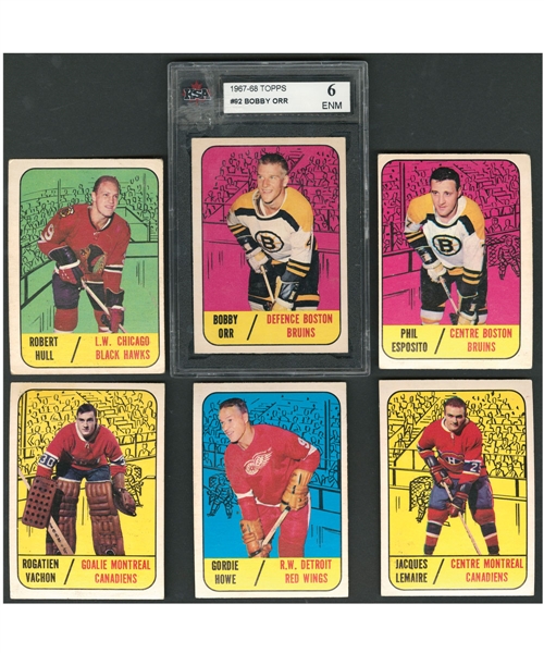 1961-62, 1963-64, 1965-66 and 1967-68 Topps Hockey Complete/Near Complete Card Sets (4)