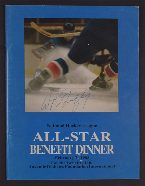 Wayne Gretzky Signed 1983 All-Star Benefit Dinner Program Plus NHL and WHA Memorabilia