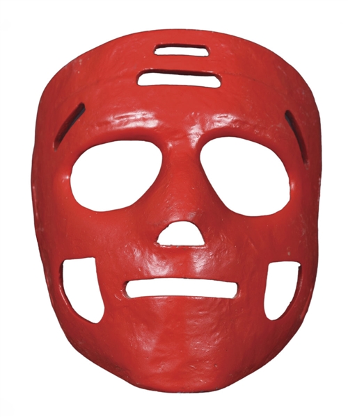 Mid-1960s Game-Worn Fiberglass Goalie Mask Attributed to Dave Gavel of the Oshawa Generals
