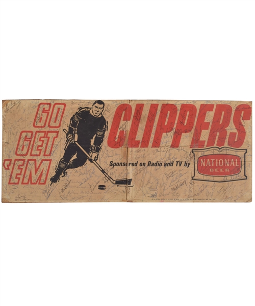 Baltimore Clippers National Beer Poster Signed by 125+ Including Shore, Plante, Howe and Other Greats
