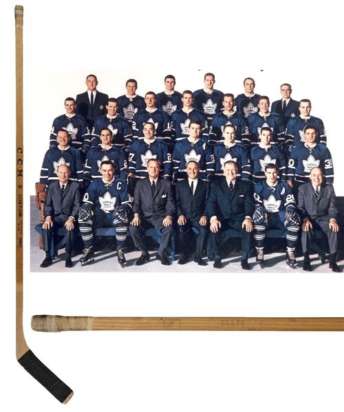 Ron Ellis 1965-66 Toronto Maple Leafs Game-Used Team-Signed Stick Including Horton and Sawchuk
