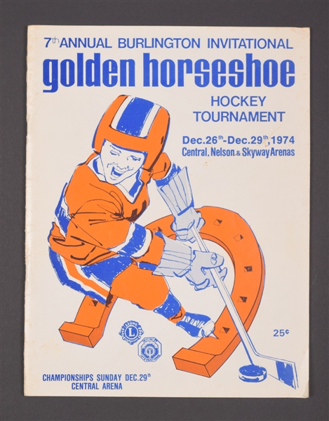 1974 Burlington Hockey Tournament Program Featuring Wayne Gretzky as a Bantam Player for Brantford