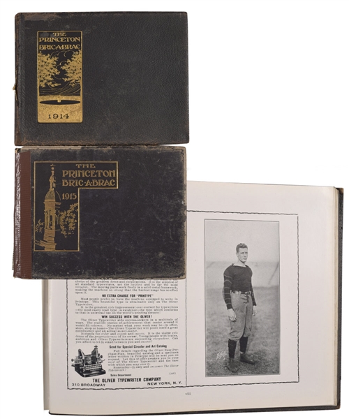 1914 and 1915 Princeton University Yearbooks Featuring Hobey Baker Including Photos